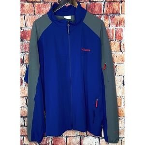 Columbia Shadow Heights Softshell Jacket Men’s Blue Red Gray XXL Full Zip